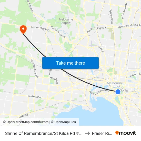 Shrine Of Remembrance/St Kilda Rd #19 to Fraser Rise map