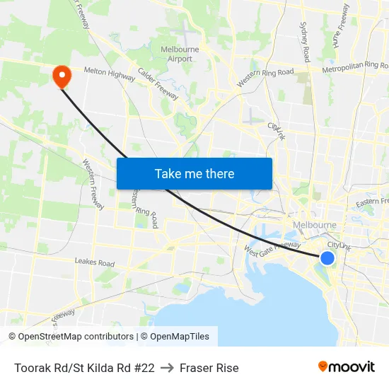 Toorak Rd/St Kilda Rd #22 to Fraser Rise map