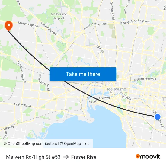 Malvern Rd/High St #53 to Fraser Rise map