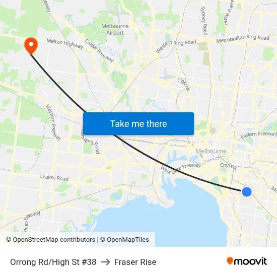 Orrong Rd/High St #38 to Fraser Rise map