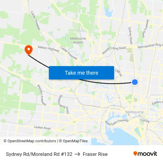 Sydney Rd/Moreland Rd #132 to Fraser Rise map