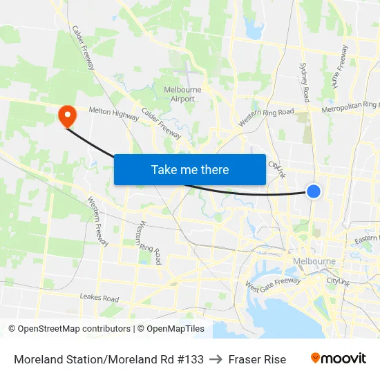 Moreland Station/Moreland Rd #133 to Fraser Rise map