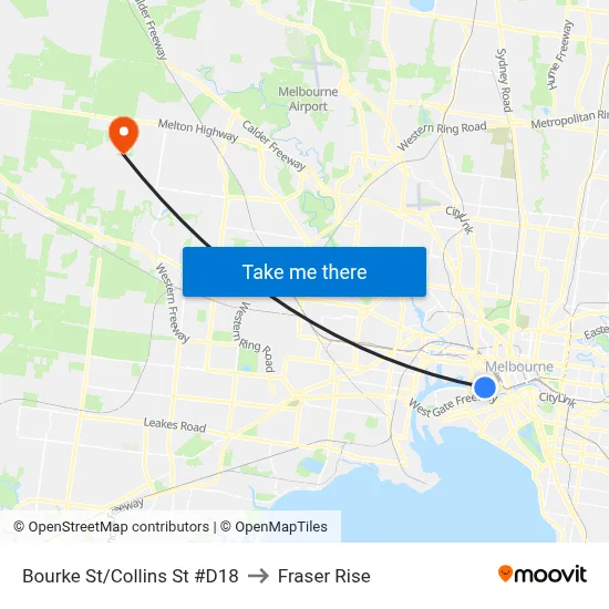 Bourke St/Collins St #D18 to Fraser Rise map