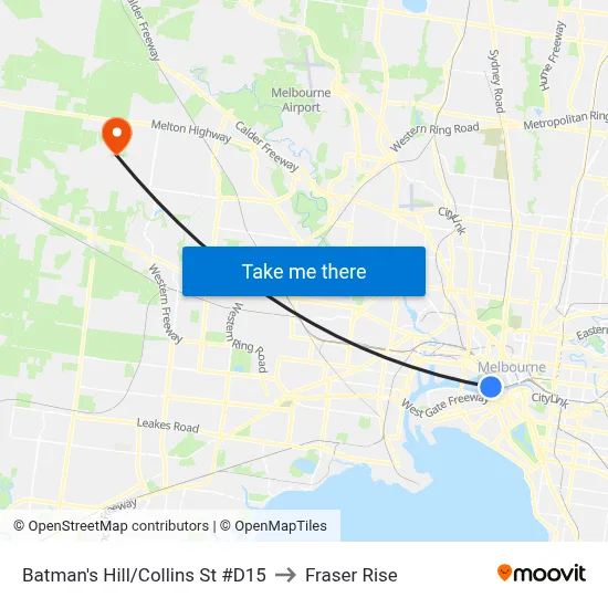 Batman's Hill/Collins St #D15 to Fraser Rise map