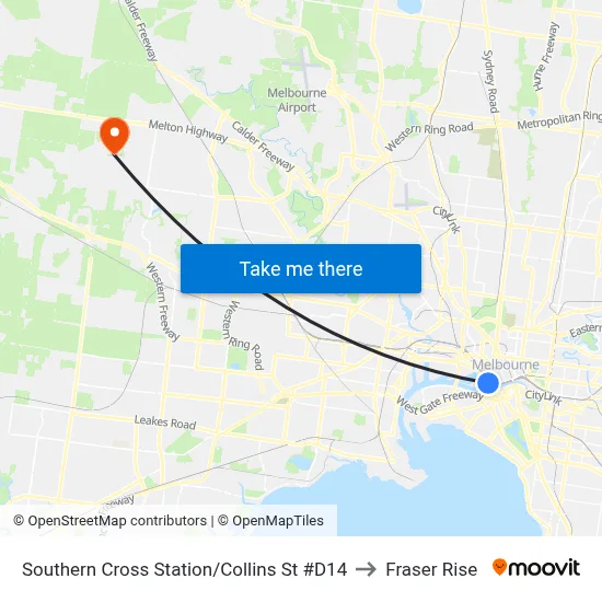 Southern Cross Station/Collins St #D14 to Fraser Rise map