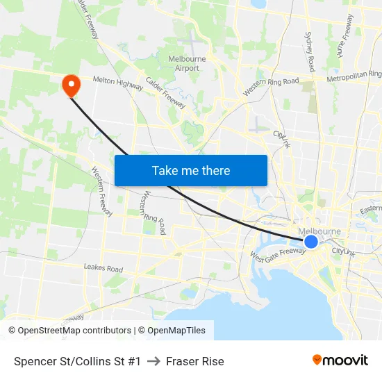 Spencer St/Collins St #1 to Fraser Rise map