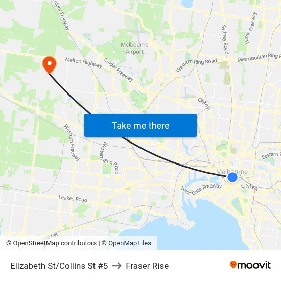 Elizabeth St/Collins St #5 to Fraser Rise map