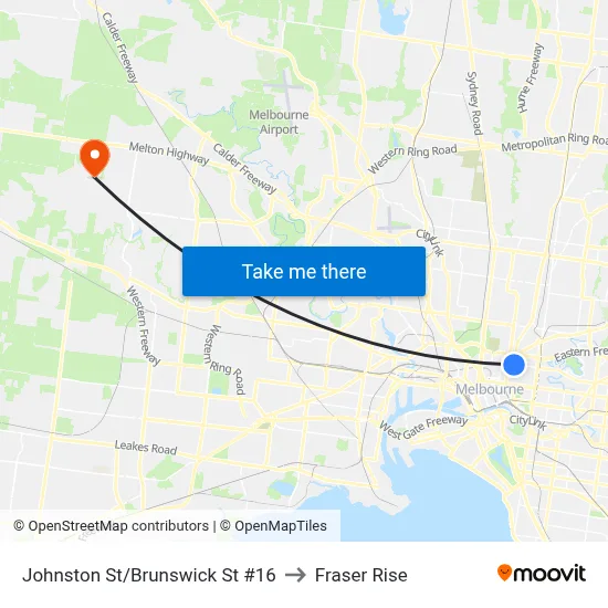 Johnston St/Brunswick St #16 to Fraser Rise map