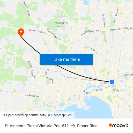 St Vincents Plaza/Victoria Pde #12 to Fraser Rise map