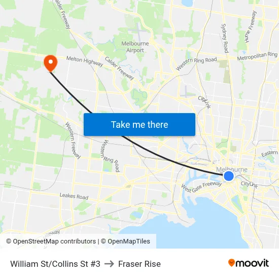 William St/Collins St #3 to Fraser Rise map