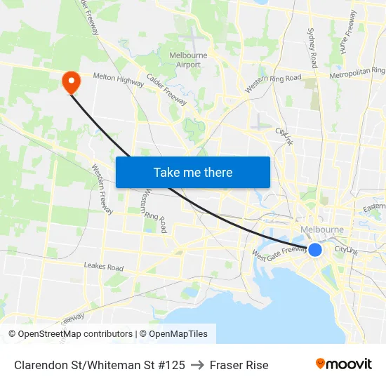 Clarendon St/Whiteman St #125 to Fraser Rise map