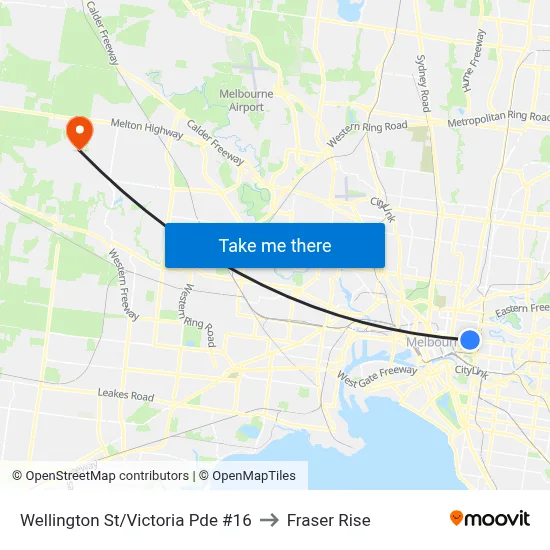 Wellington St/Victoria Pde #16 to Fraser Rise map