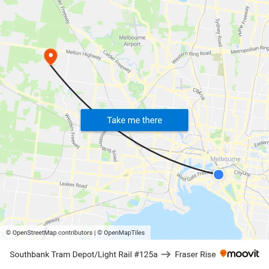 Southbank Tram Depot/Light Rail #125a to Fraser Rise map