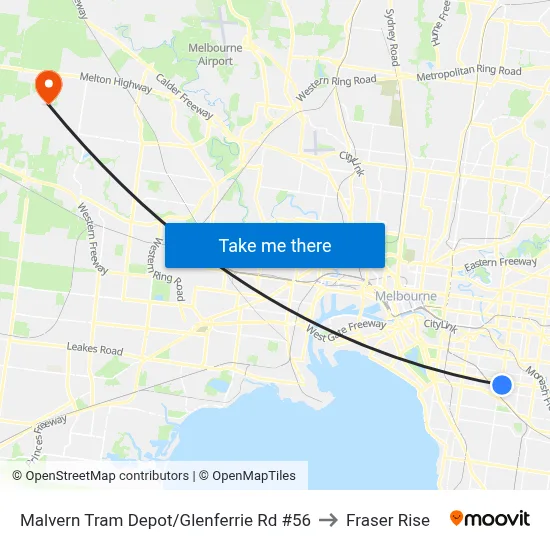 Malvern Tram Depot/Glenferrie Rd #56 to Fraser Rise map