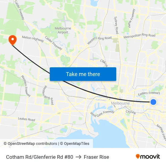 Cotham Rd/Glenferrie Rd #80 to Fraser Rise map