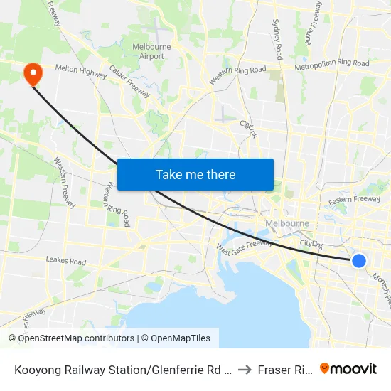 Kooyong Railway Station/Glenferrie Rd #65 to Fraser Rise map