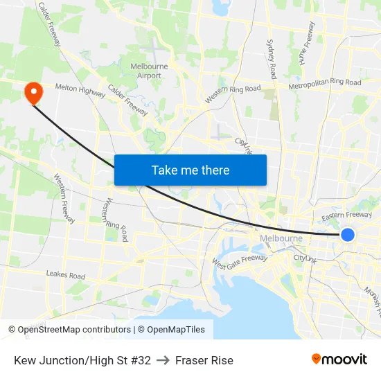 Kew Junction/High St #32 to Fraser Rise map