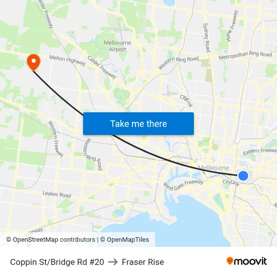 Coppin St/Bridge Rd #20 to Fraser Rise map