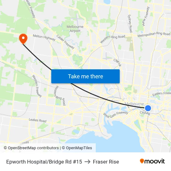 Epworth Hospital/Bridge Rd #15 to Fraser Rise map