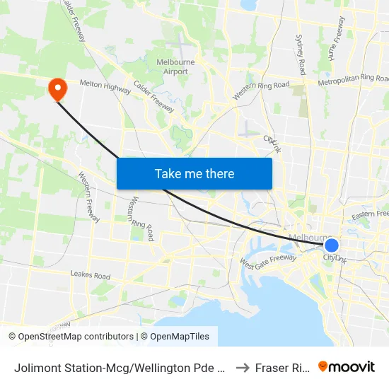Jolimont Station-Mcg/Wellington Pde #11 to Fraser Rise map