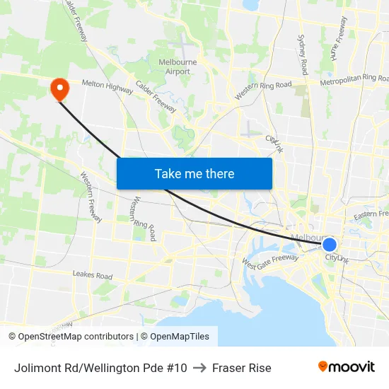 Jolimont Rd/Wellington Pde #10 to Fraser Rise map