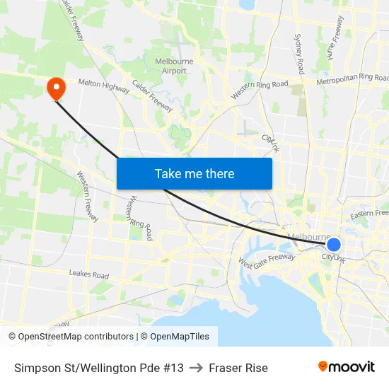 Simpson St/Wellington Pde #13 to Fraser Rise map