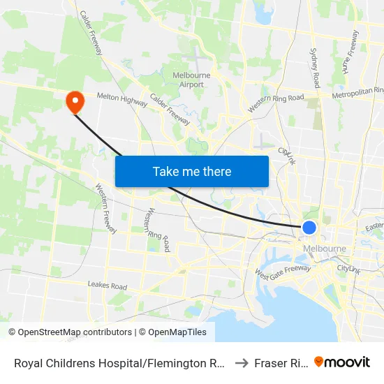 Royal Childrens Hospital/Flemington Rd #19 to Fraser Rise map