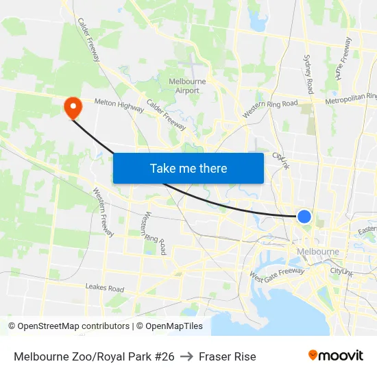 Melbourne Zoo/Royal Park #26 to Fraser Rise map