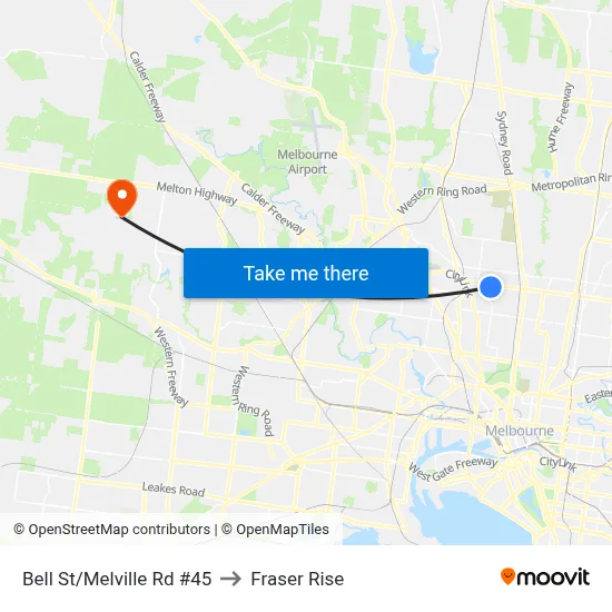 Bell St/Melville Rd #45 to Fraser Rise map