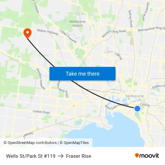 Wells St/Park St #119 to Fraser Rise map