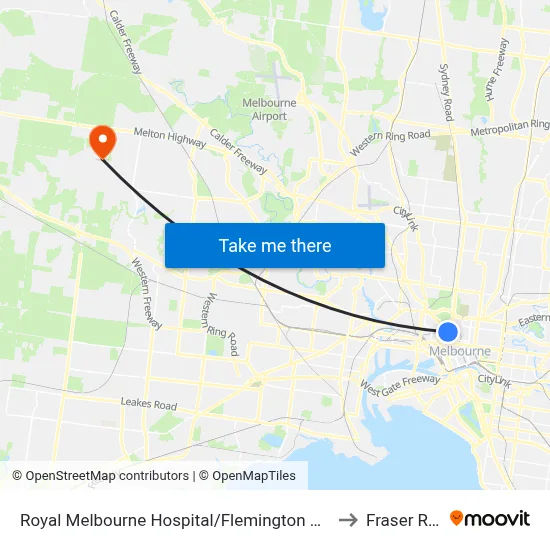 Royal Melbourne Hospital/Flemington Rd #14 to Fraser Rise map