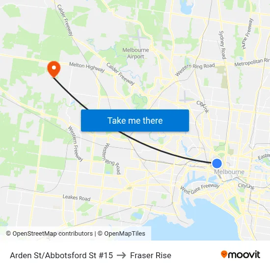 Arden St/Abbotsford St #15 to Fraser Rise map