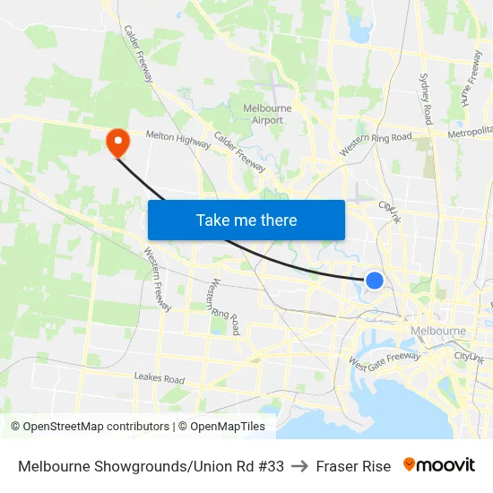Melbourne Showgrounds/Union Rd #33 to Fraser Rise map