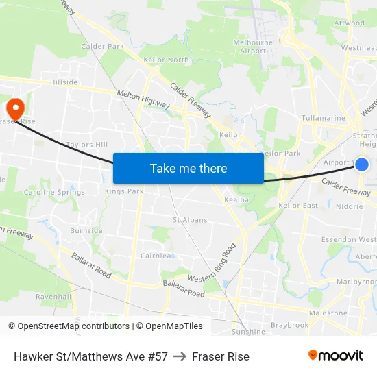 Hawker St/Matthews Ave #57 to Fraser Rise map