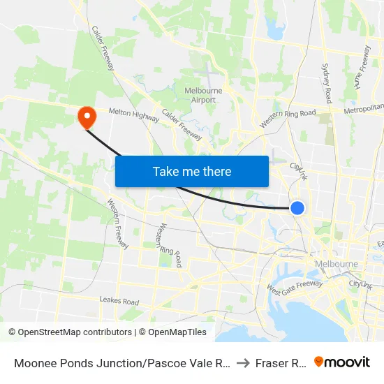 Moonee Ponds Junction/Pascoe Vale Rd #32 to Fraser Rise map