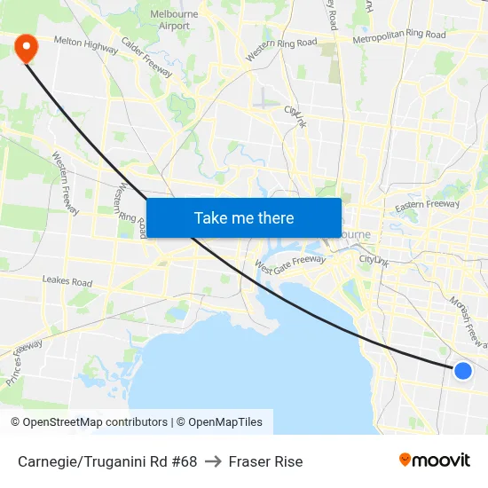 Carnegie/Truganini Rd #68 to Fraser Rise map
