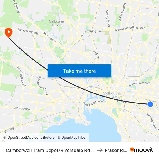 Camberwell Tram Depot/Riversdale Rd #39 to Fraser Rise map