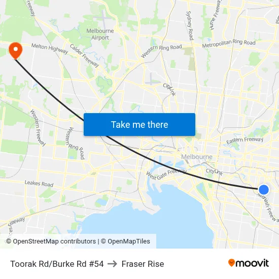 Toorak Rd/Burke Rd #54 to Fraser Rise map