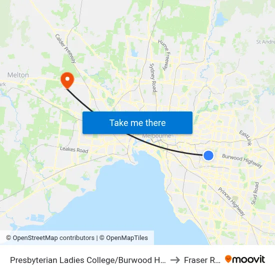 Presbyterian Ladies College/Burwood Hwy #61 to Fraser Rise map