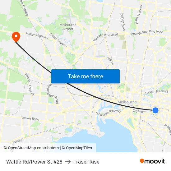 Wattle Rd/Power St #28 to Fraser Rise map