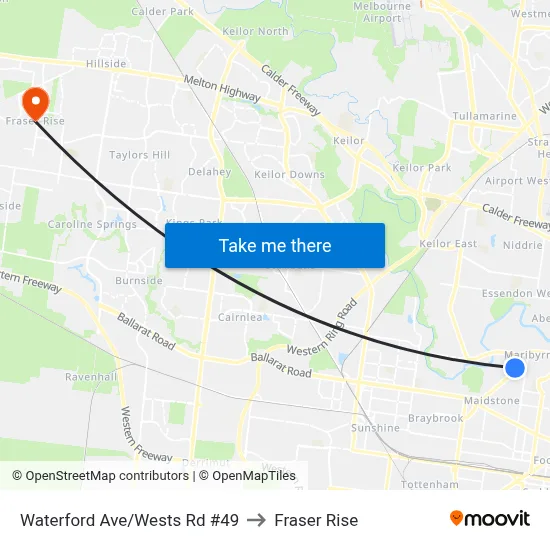 Waterford Ave/Wests Rd #49 to Fraser Rise map