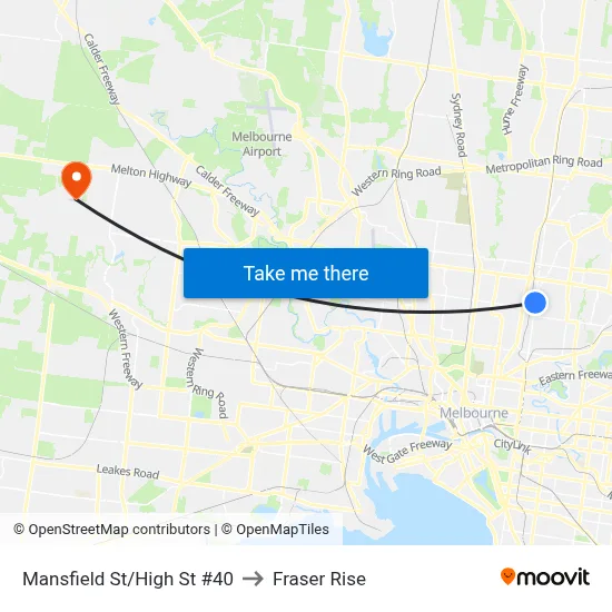 Mansfield St/High St #40 to Fraser Rise map