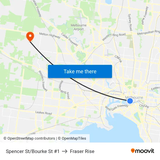 Spencer St/Bourke St #1 to Fraser Rise map