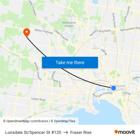 Lonsdale St/Spencer St #120 to Fraser Rise map
