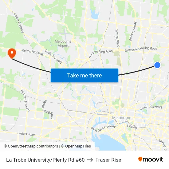 La Trobe University/Plenty Rd #60 to Fraser Rise map