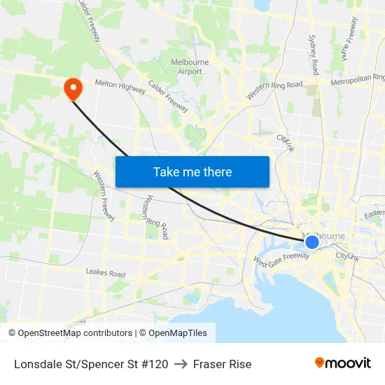 Lonsdale St/Spencer St #120 to Fraser Rise map