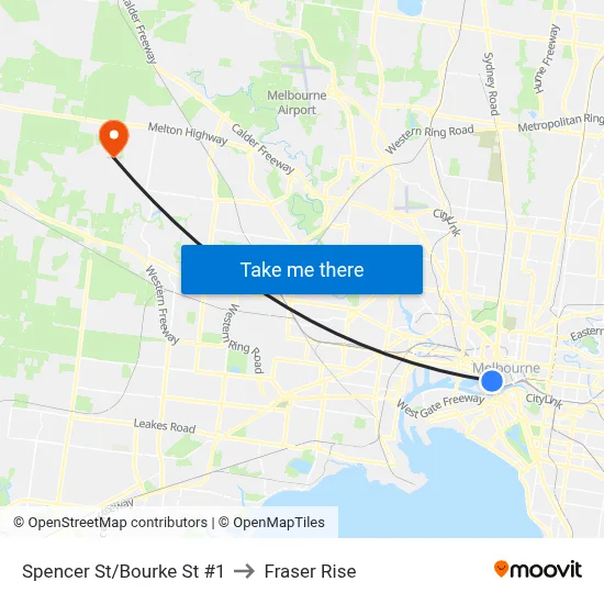 Spencer St/Bourke St #1 to Fraser Rise map
