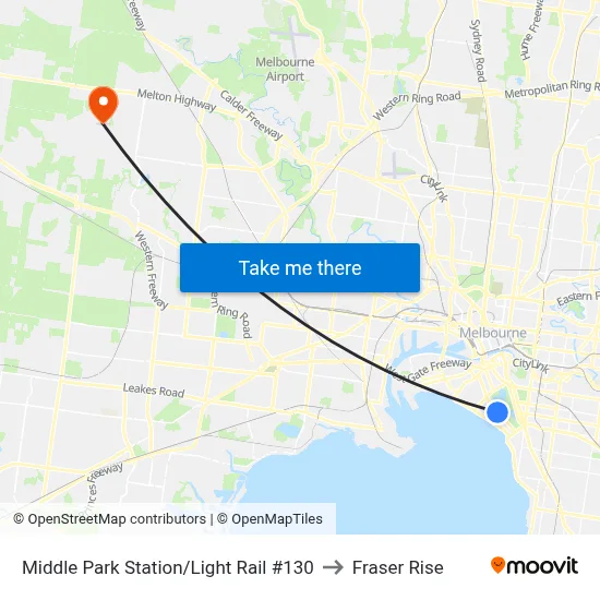 Middle Park Station/Light Rail #130 to Fraser Rise map
