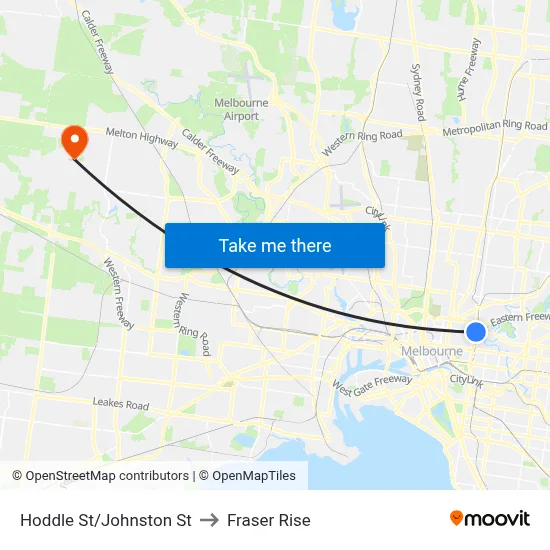 Hoddle St/Johnston St to Fraser Rise map