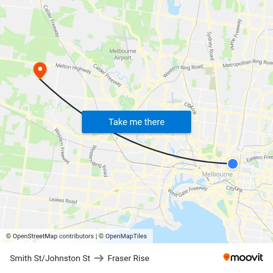 Smith St/Johnston St to Fraser Rise map